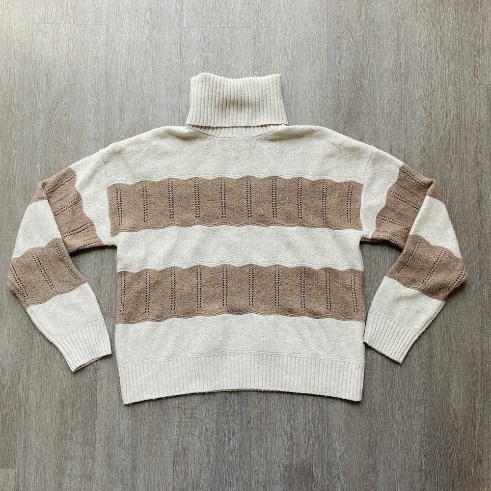 Olive+Oak‎  Knitted Turtleneck Sleeved  Women's Medium Tan/Brown academia 1463